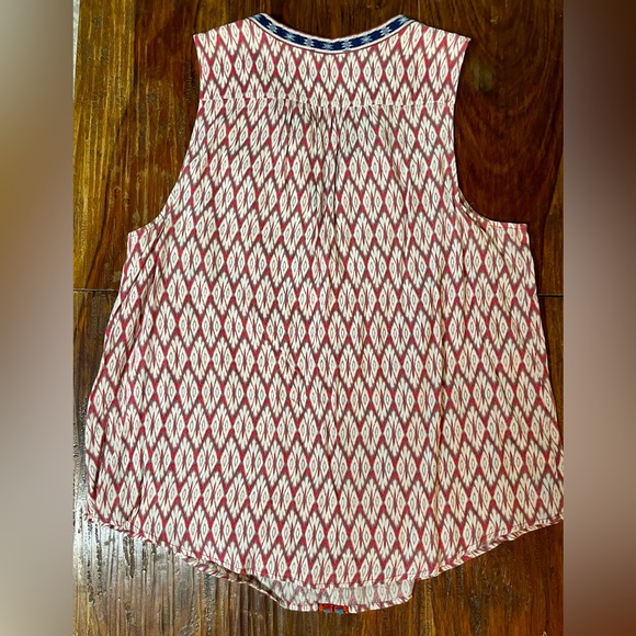 Market & Spruce red and ivory sleeveless top with embroidered trim size XL - Picture 2 of 4